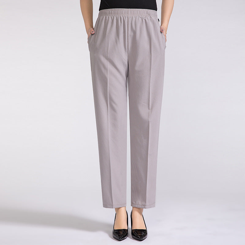 Plus Size Ice Silk Cropped Pants