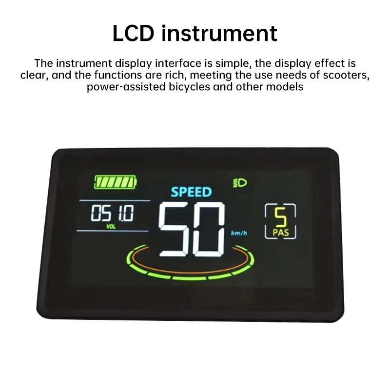 Waterproof color LCD meter H6C for e-bikes, SM/weatherproof connector, smart e-bike screen with USB.