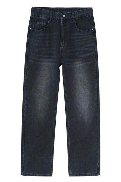 Straight Leg Jeans with Pockets for All-Day Comfort