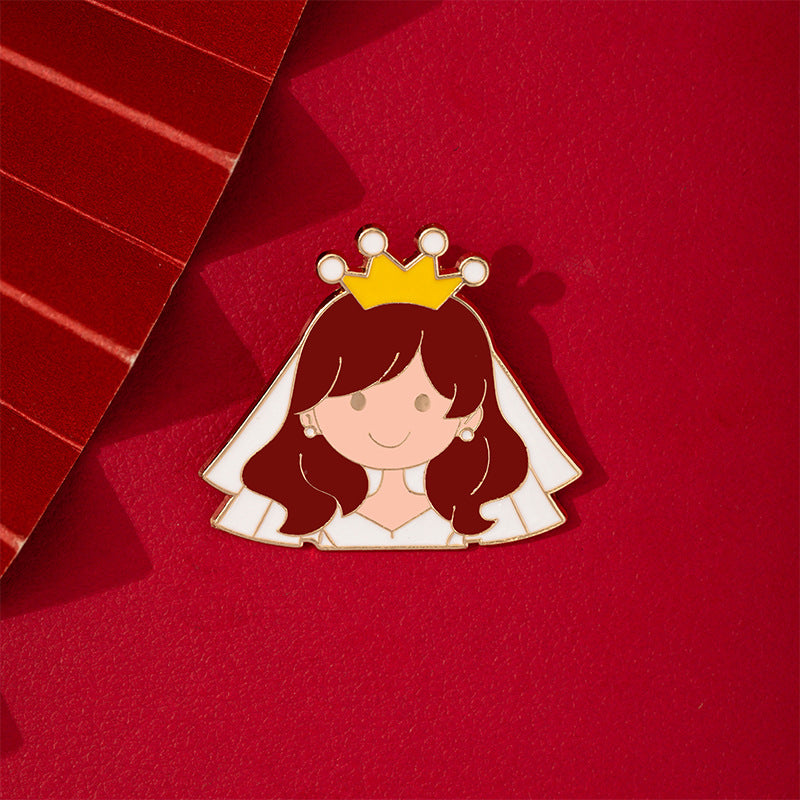 Bride And Groom Festive Wedding Registration Brooch