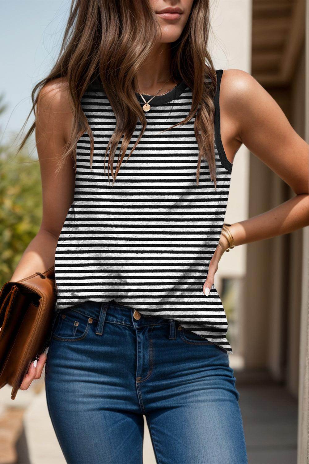 Printed Round Neck Tank for Women - Comfortable Fit