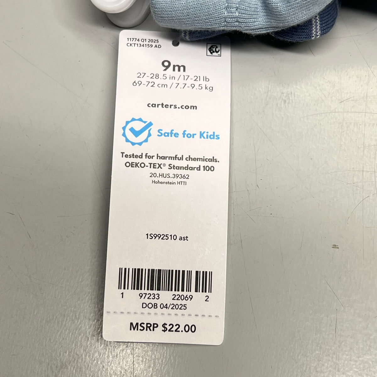 CARTERS (SET OF 2) Pull-On 100% Cotton Pants Baby Boy's Sz 9M Blue 1S99510