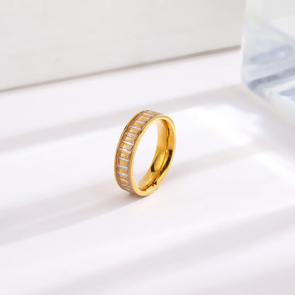 Rhinestone Titanium Steel Ring For Women