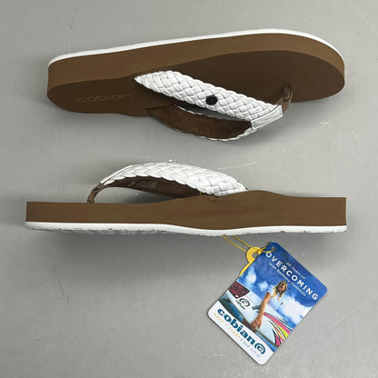 COBIAN Braided Bounce Synthetic Leather Sandals Women's Sz 9 EU 39.5 White BRB10-100-9
