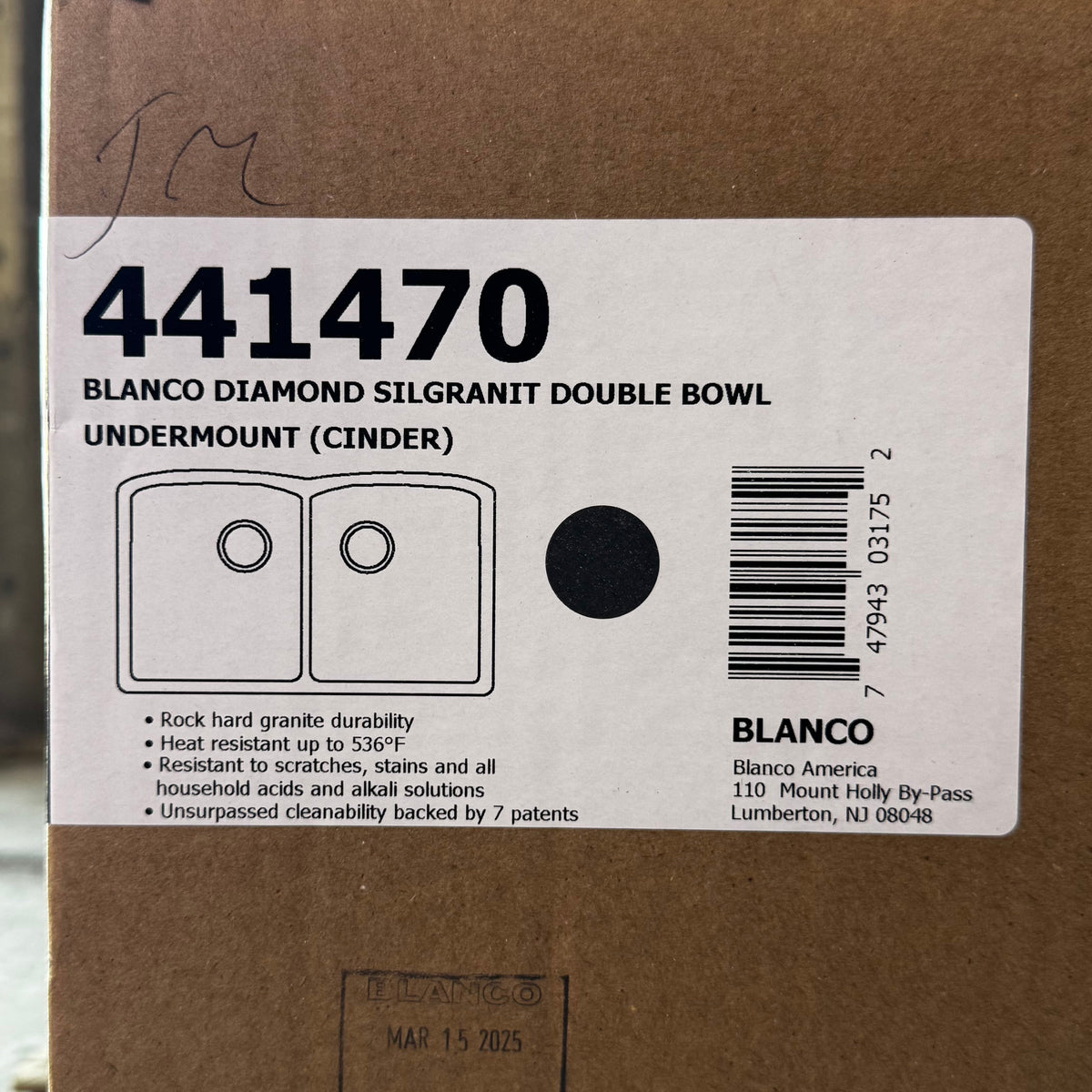 BLANCO Diamond Silgranit Double Bowl Under-mount (Cinder) 32" 441470