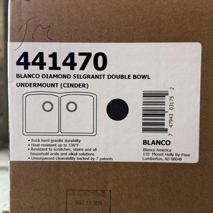 BLANCO Diamond Silgranit Double Bowl Under-mount (Cinder) 32" 441470