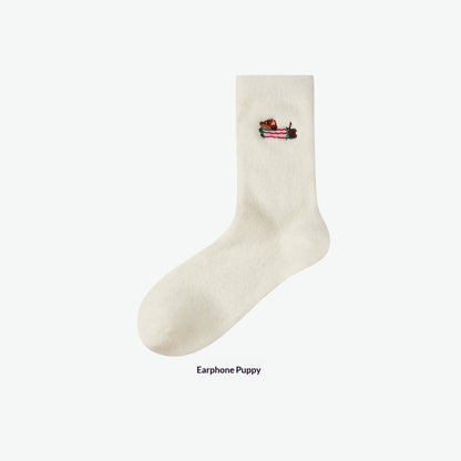 Playful Dachshund Embroidered Socks For Women