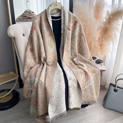 Starry Sky Cashew Flower Shawl Women's Double-Sided Thickened Scarf