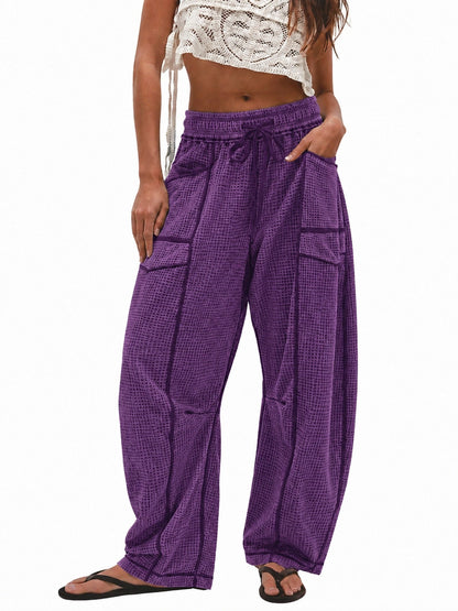 Women's Casual Drawstring Loose Wide-leg Pants