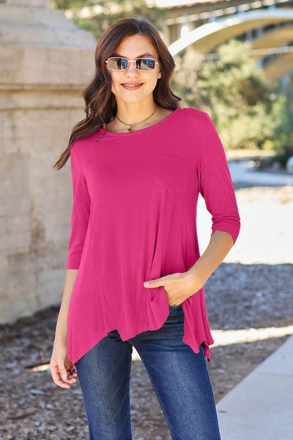 Basic Bae Full Size Round Neck Pocketed T-Shirt for Women