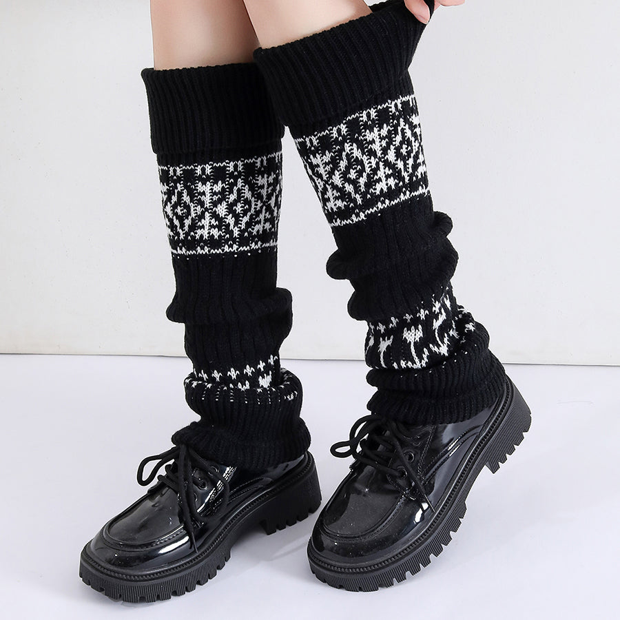 Calcetines Fair Isle Knit Boot Socks Stackable Mid Calf Socks Women Winter Snow Boots Accessories Warm Leg