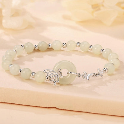 Sterling Silver Butterfly Jade Bracelet