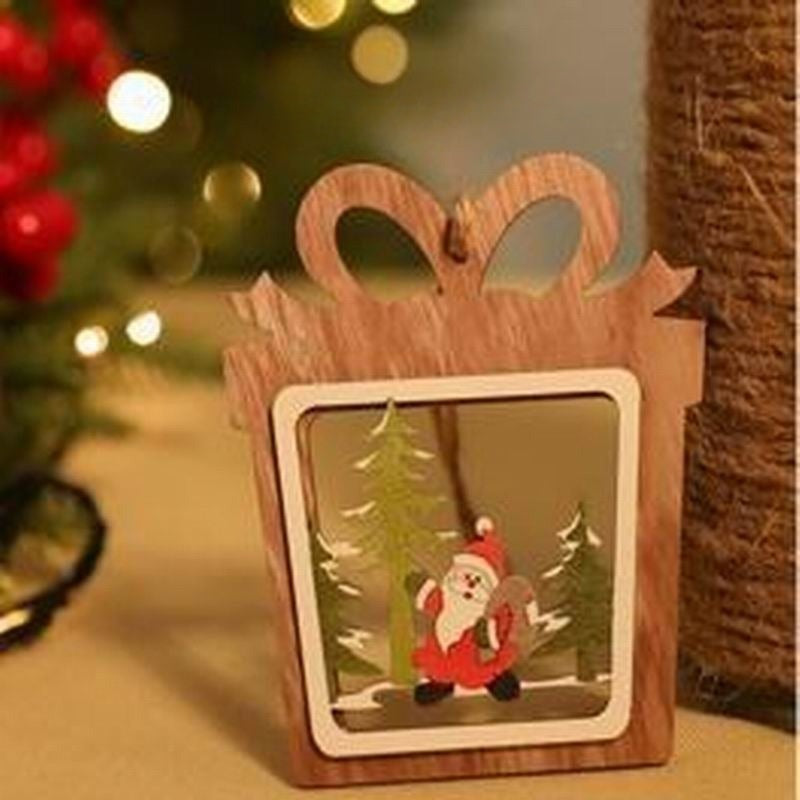 Christmas Decorations Wooden Cabin Pendants