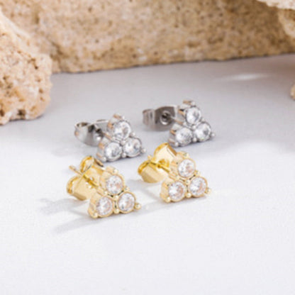 Silver Needle Love Heart Stud Earrings Design Cross