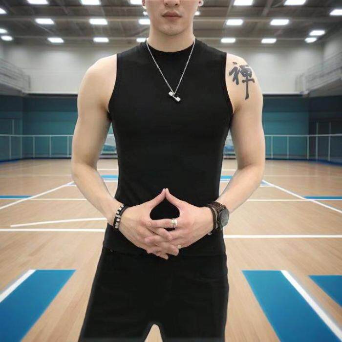 Men's Mid-rise Tight-Fit Sleeveless Tank Top All-Match Slim-Fit