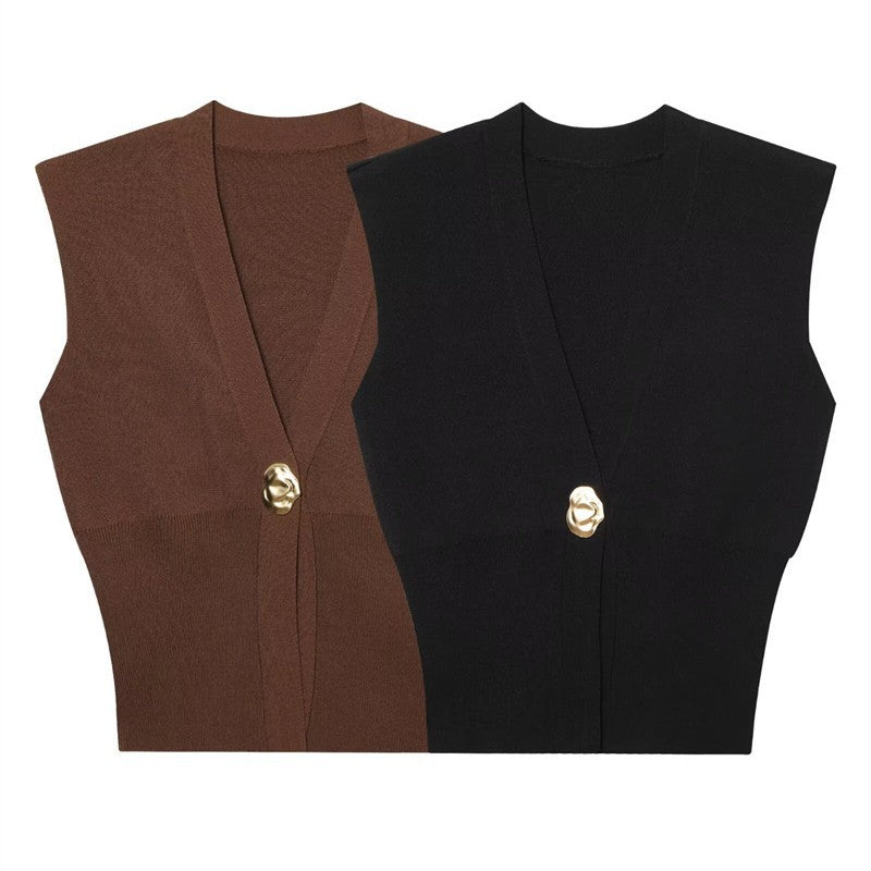 Elegant Casual Commuting Vest V-neck Tank Top for Women withDesign Sense