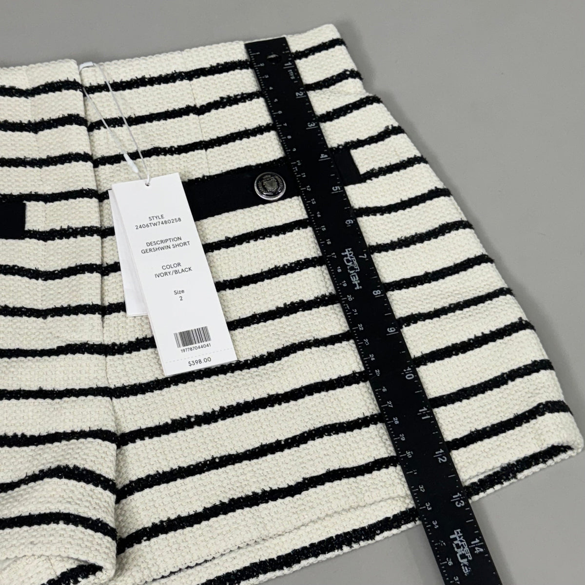 VERONICA BEARD Women's Gershwin Short Sz-2 Ivory/Black 2406TW7480258