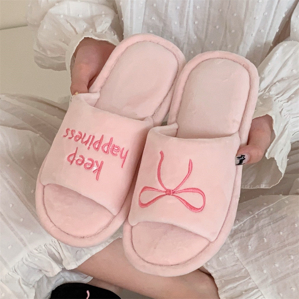 New Creative English Letters Ins Style Word Soft Flat Bottom Ladies Cotton Slippers
