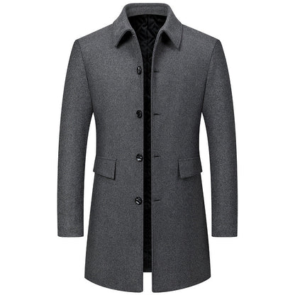 Lapel New Middle-aged Men Coat Woolen Coat