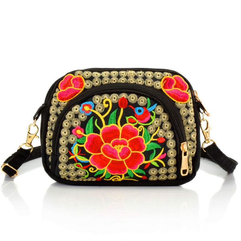 Reversible Embroidered Canvas Coin Purse