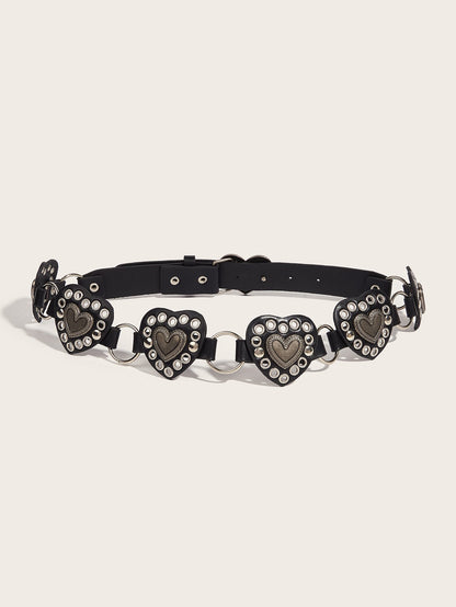 Street-style Hollowed-out Circular PU Leather Belt