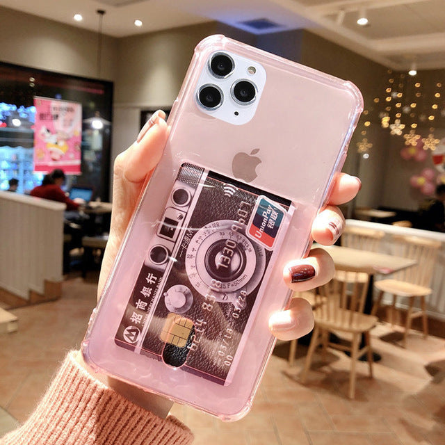 Apple Transparent Card Holder Phone Case