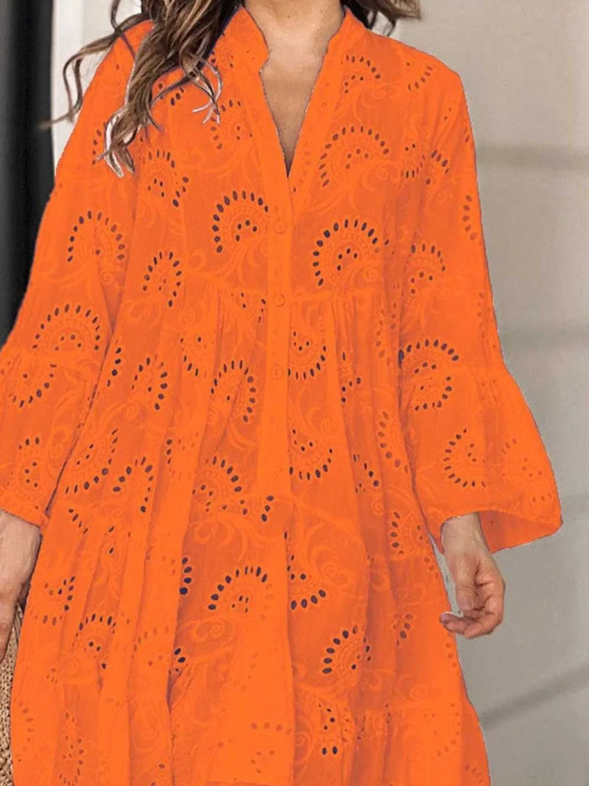 Full Size Eyelet Ruffled Hem Tiered Dress Plus Size