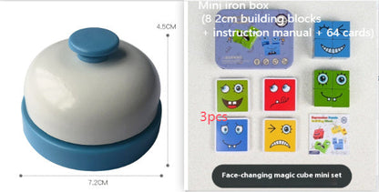 Wooden Expressions Toy Wooden Magic Cube Face Pattern Building Blocks Educational Montessori Toys Wooden Matching Block Puzzles
