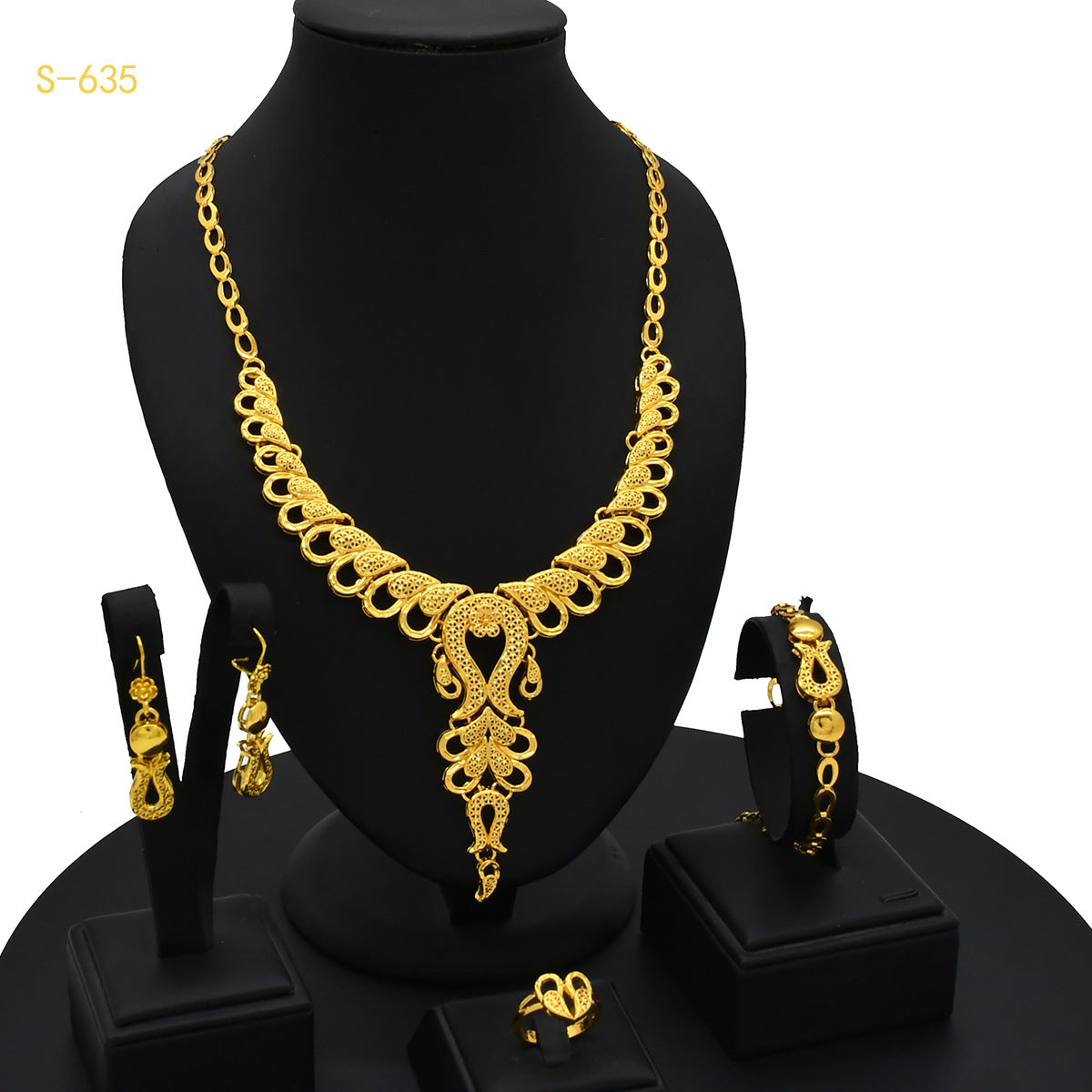 24K Gold Plated Arabic Women's Bridal Jewelry Suit