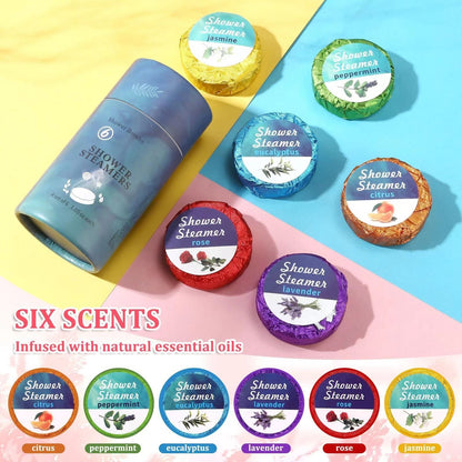 Shower Steamer 6-Pack Foot Bath & Shower Multi-Scent Blend For Natural Bath Tubs