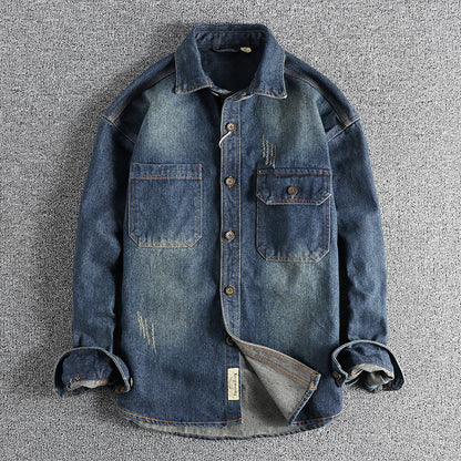 Washed Vintage Denim Shirt For Men