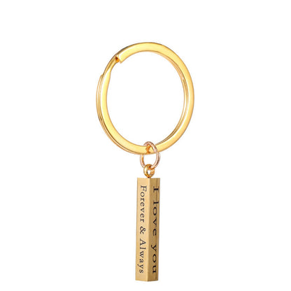 Creative Rectangular Double-sided Engraved Keychain Three-dimensional