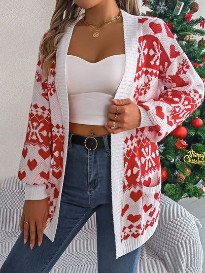 2024 Women's Christmas Deer Print Cardigan Sweater