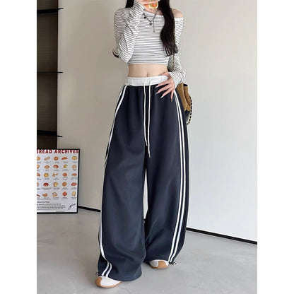 Retro Women's Sweatpants Springautumn Loose-fit Wide-leg