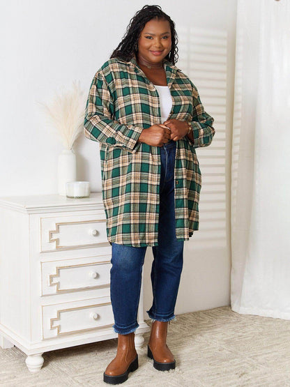 Mandy Plaid Collared Neck Long Sleeve Shirt for Women