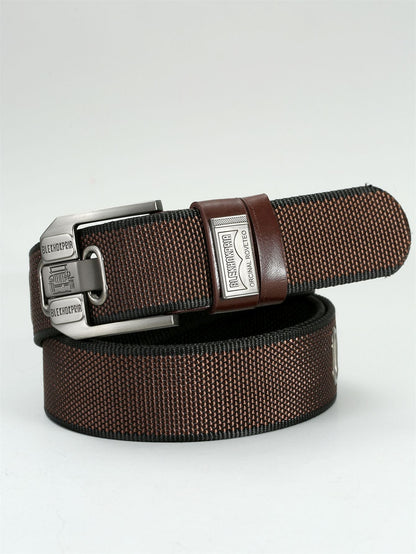 Pin Buckle Canvas Belt Cargo Pants Casual Retro Decorative Belt Fashion Men