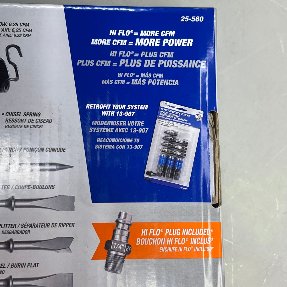 TRU-FLATE Air Chisel Hammer Hi FLO W/ 4 Chisels 4500 BPM 90 Psi 1/4" 25-560