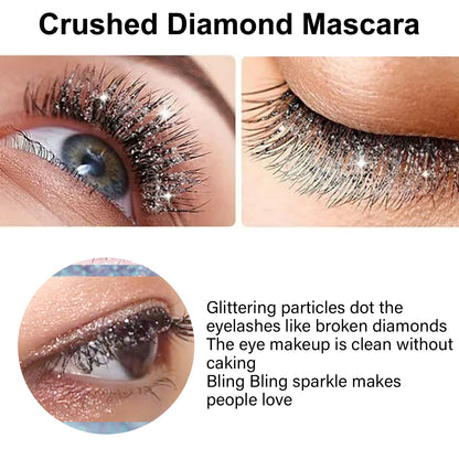 Crushed Diamond Mascara, Set Primer Instant Dry Film Flash Tear Eye Non-Smell-Free Mascara