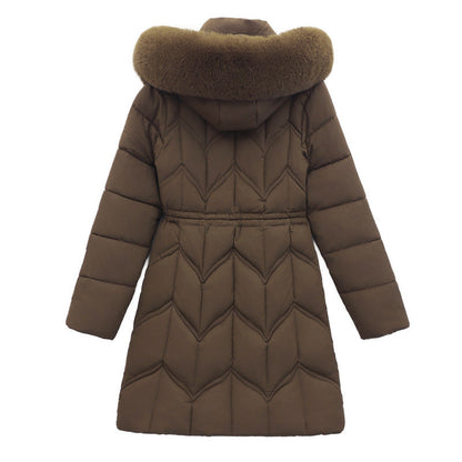 Large Fur Collar Coat Mid-length Thickened Cotton Jacket