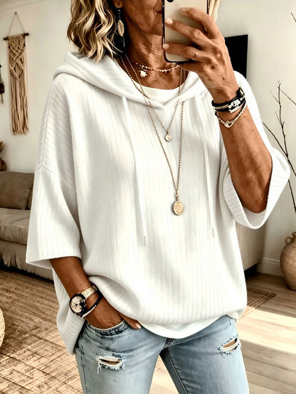 Womens Knitted New-Style Hooded Drawstring Sweatshirt