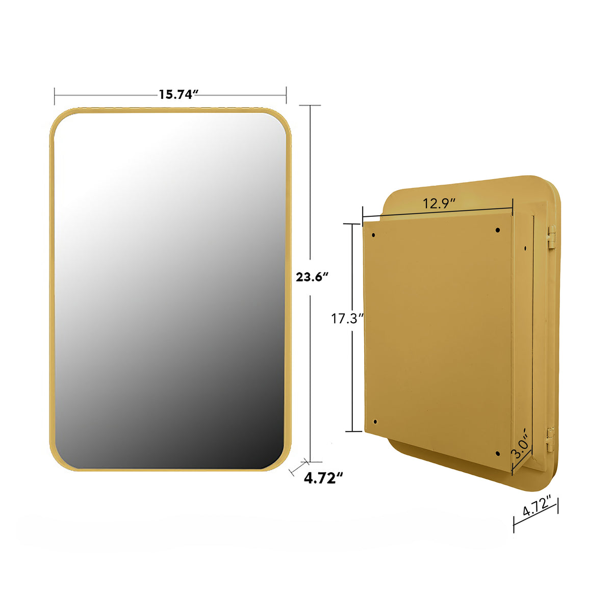 16x24 inch embedded metal frame medicine cabinet with mirror storage cabinet and adjustable shelf matte gold