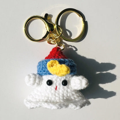 Finished Keychain With A Little Ghost Weaving Pendant