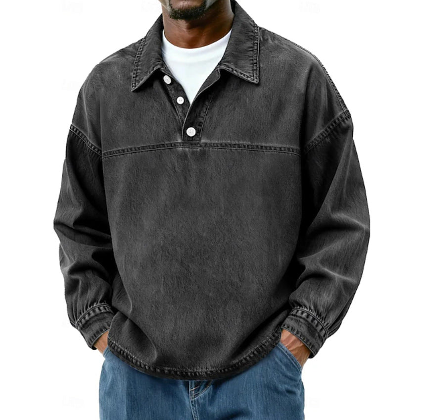 Men's Solid-Color Casual Long-Sleeve Top