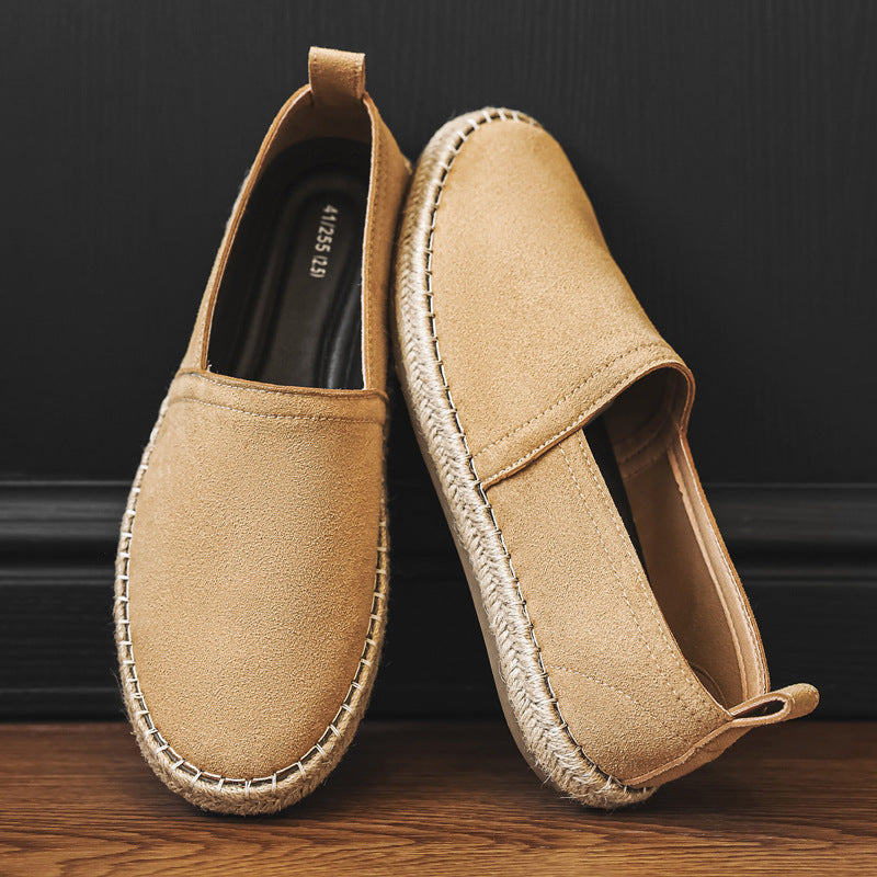 Mens Linen Fisherman Shoes Breathable Canvas Shoes