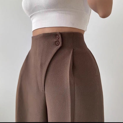 High-waisted Draping Wide-leg Pants Women's Style