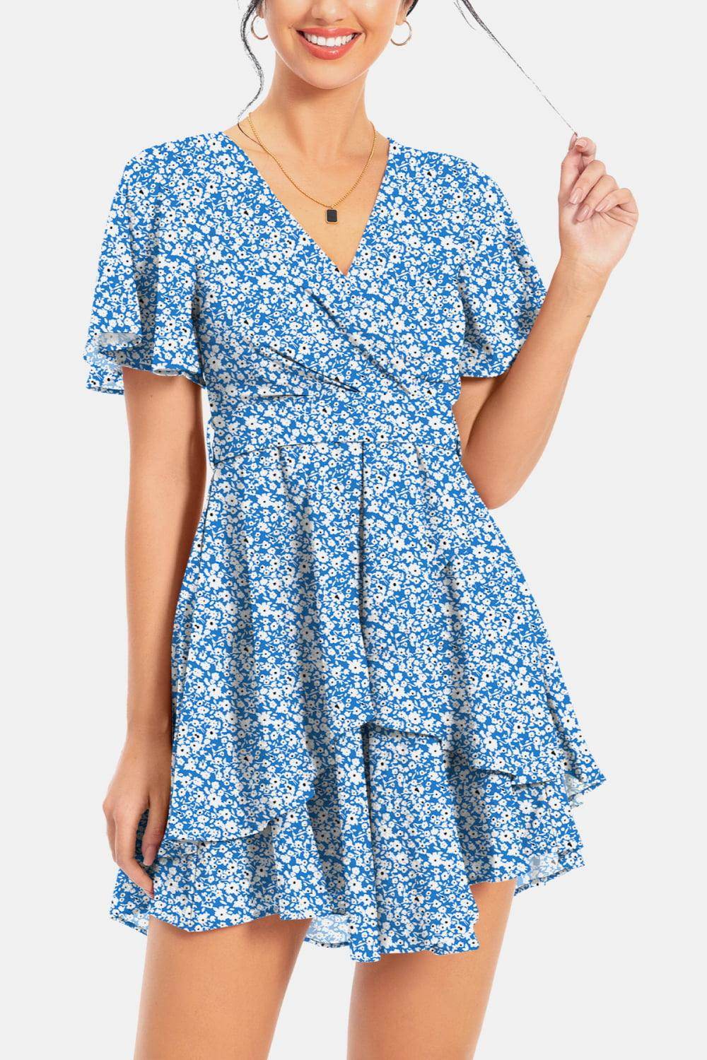 Surplice Neck Flutter Sleeve Dress for Chic Summer Style