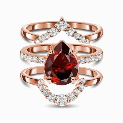 European And American-style Rose Gold Ring With Imitation Garnet