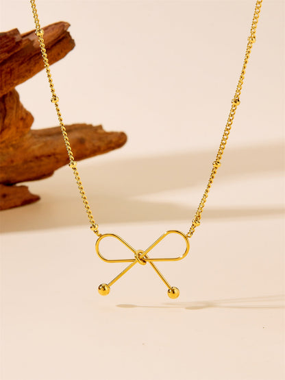 Women's Titanium Steel Necklace And Bracelet With 18K Gold Plating