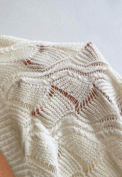 Openwork V-Neck Long Sleeve Sweater for Women Fashion