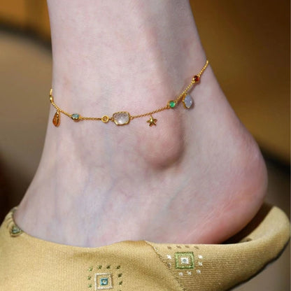 Summer Forest-Style Starfish And Shell Anklet For Women